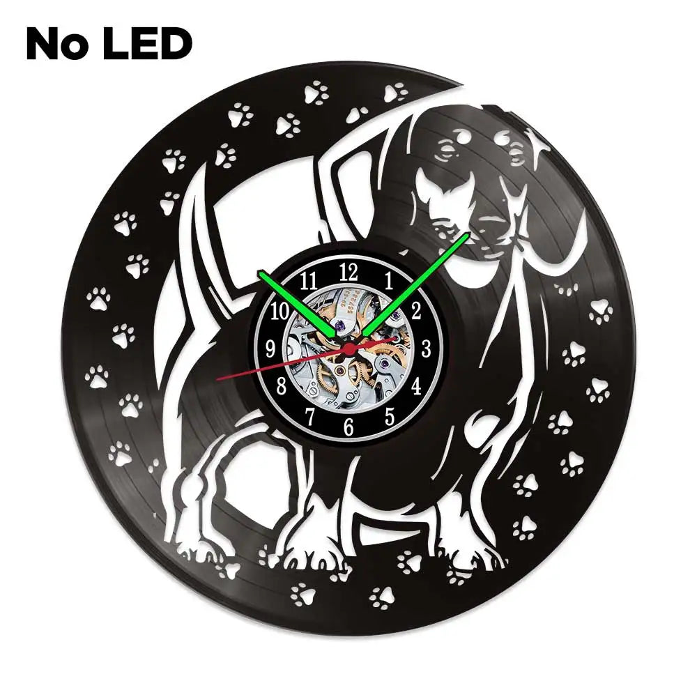 Dachshund Vet Vinyl Records Clocks Modern Home CD Clocks Wall Child Watch Dogs Decorations for Living Room Pieces Stickers