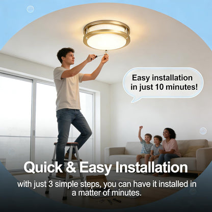 27W Dimmable LED Flush Mount Ceiling Light Fixture, Kitchen Light Fixtures, 12 Inch Ceiling Lights for Bedroom, Bathroom, 3000K/4000K/5000K Adjustbale, Super Bright 2700LM