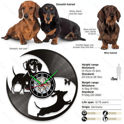 Dachshund Vet Vinyl Records Clocks Modern Home CD Clocks Wall Child Watch Dogs Decorations for Living Room Pieces Stickers