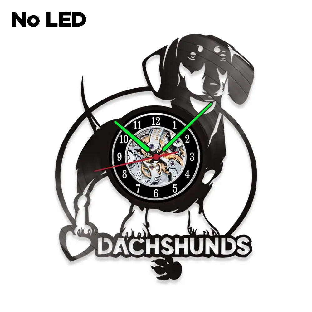 Dachshund Vet Vinyl Records Clocks Modern Home CD Clocks Wall Child Watch Dogs Decorations for Living Room Pieces Stickers