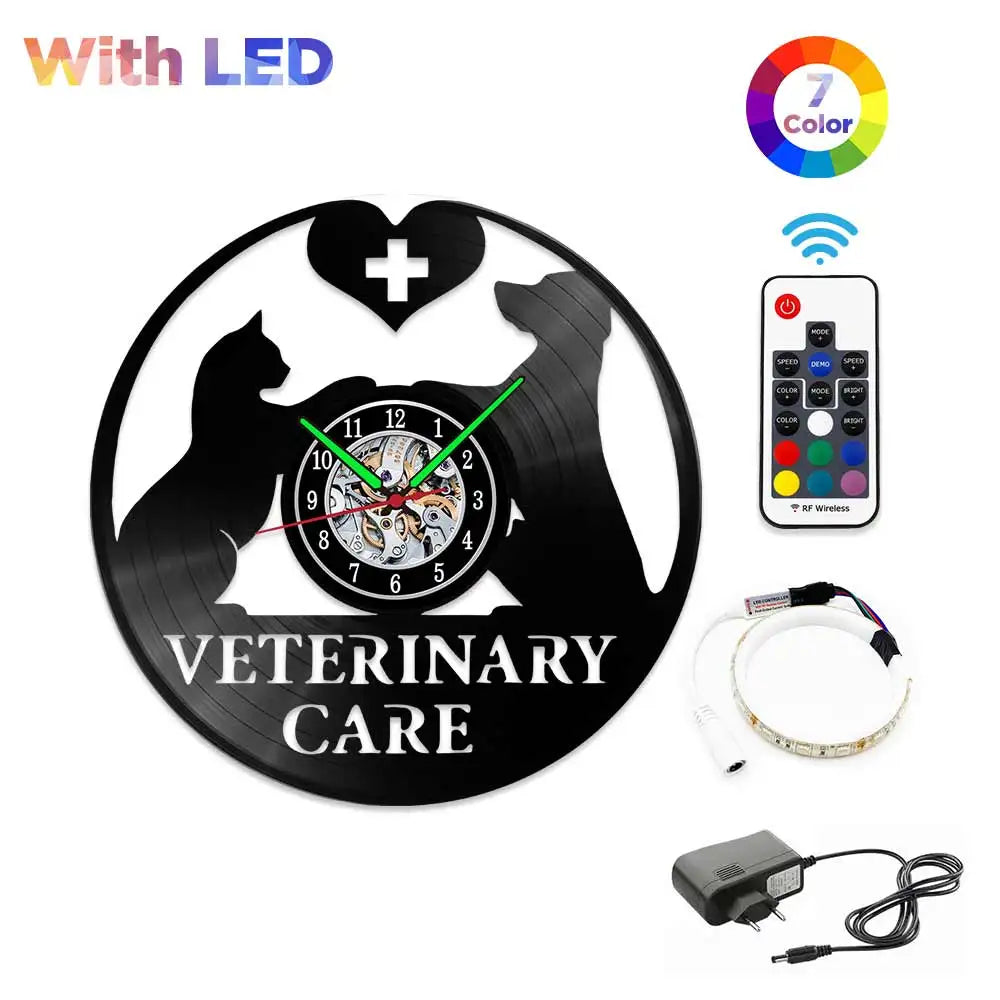 Dachshund Vet Vinyl Records Clocks Modern Home CD Clocks Wall Child Watch Dogs Decorations for Living Room Pieces Stickers