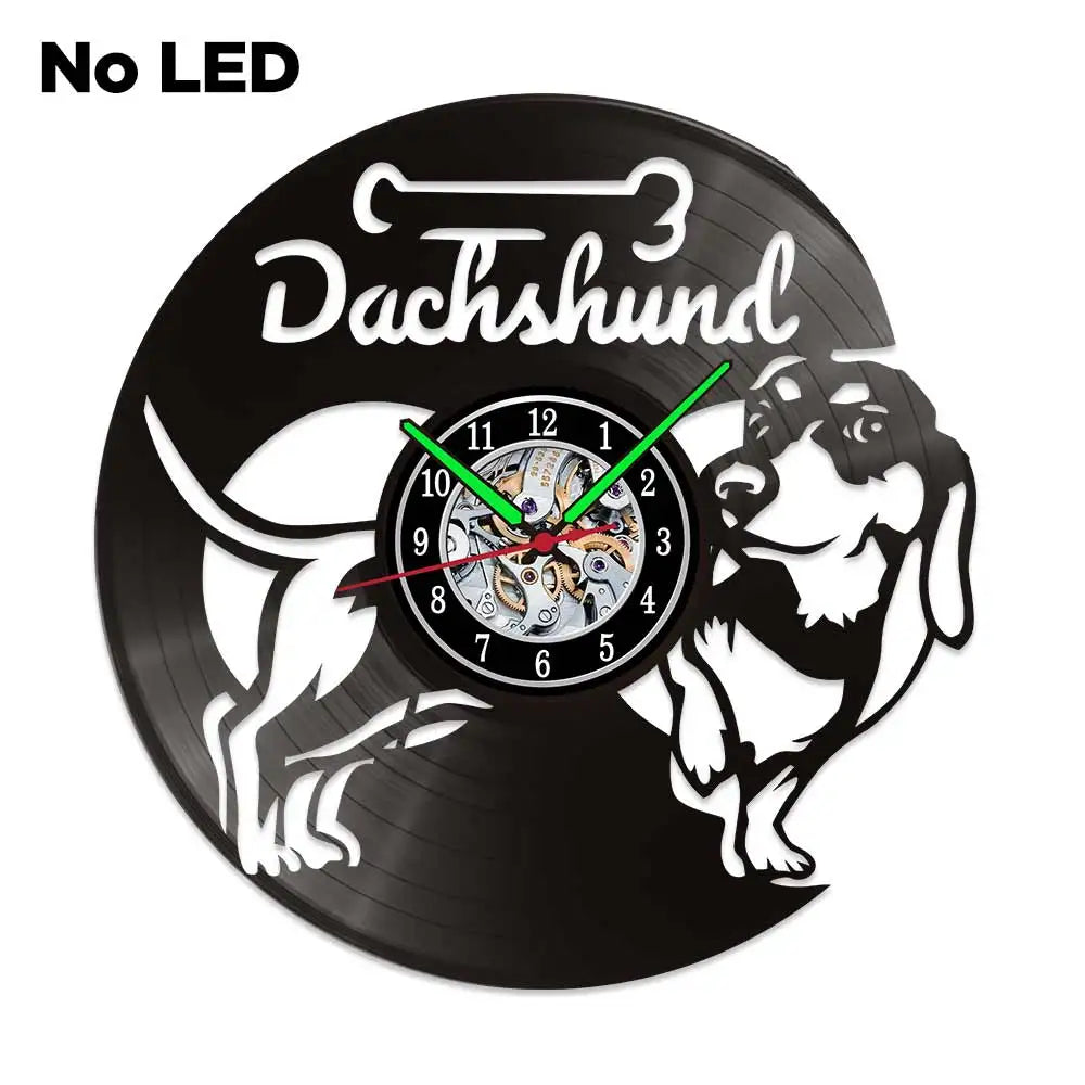 Dachshund Vet Vinyl Records Clocks Modern Home CD Clocks Wall Child Watch Dogs Decorations for Living Room Pieces Stickers