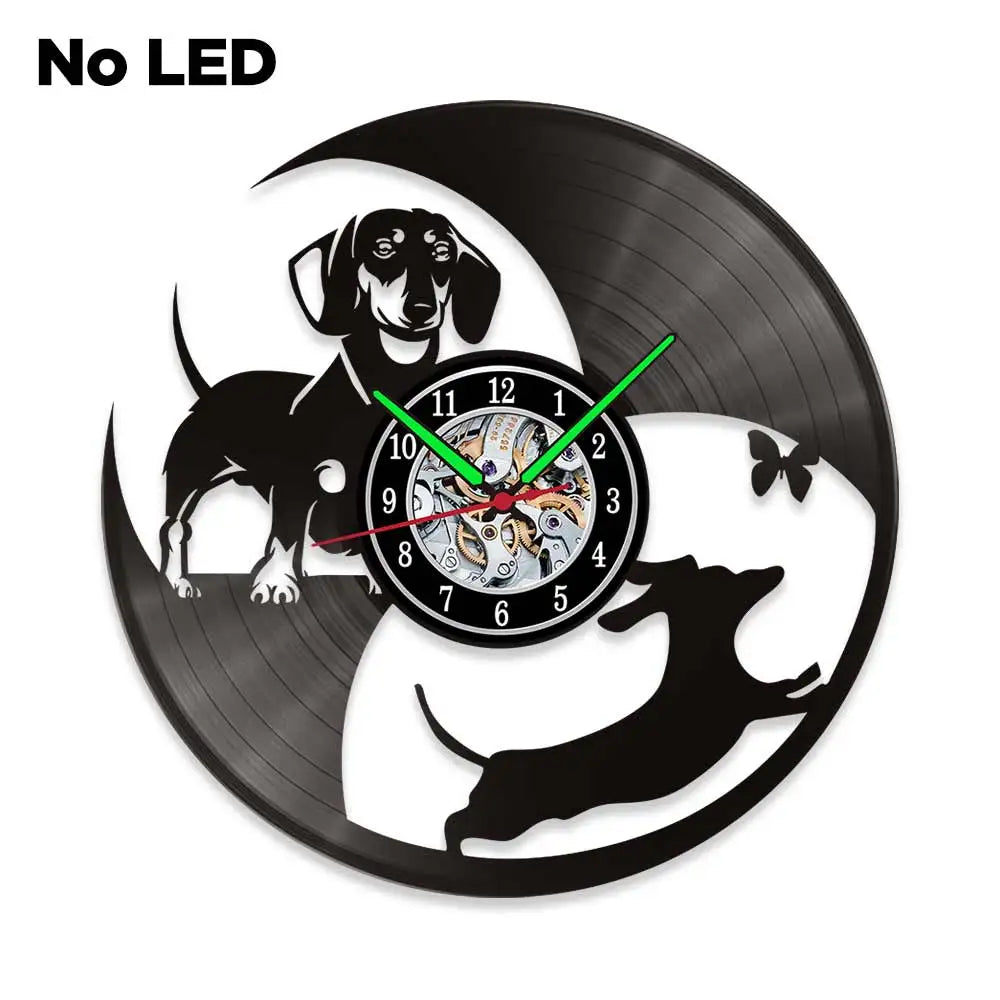 Dachshund Vet Vinyl Records Clocks Modern Home CD Clocks Wall Child Watch Dogs Decorations for Living Room Pieces Stickers