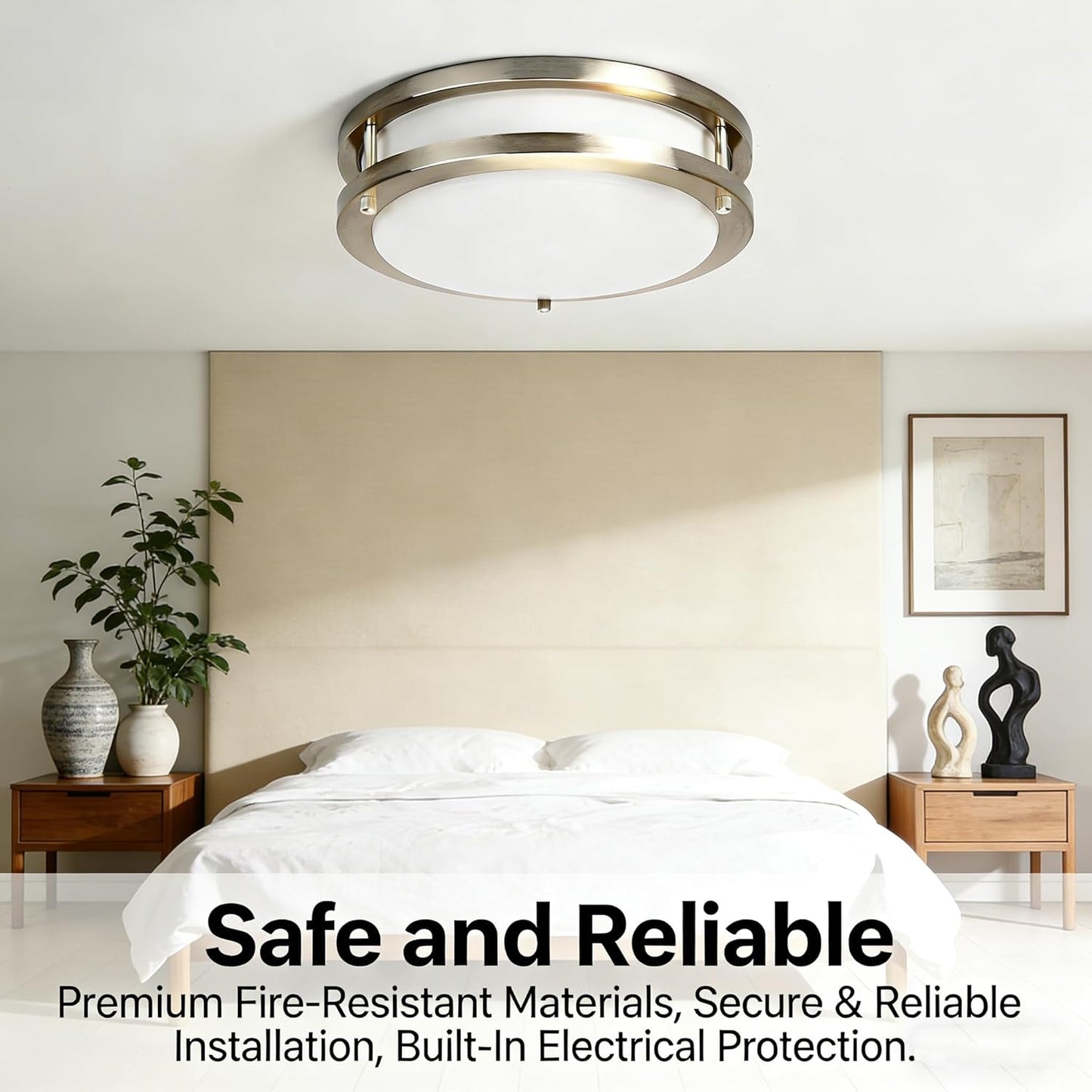 27W Dimmable LED Flush Mount Ceiling Light Fixture, Kitchen Light Fixtures, 12 Inch Ceiling Lights for Bedroom, Bathroom, 3000K/4000K/5000K Adjustbale, Super Bright 2700LM
