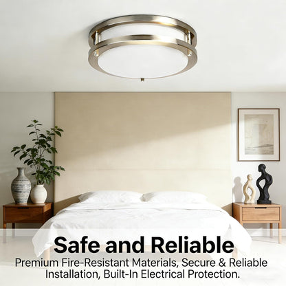 27W Dimmable LED Flush Mount Ceiling Light Fixture, Kitchen Light Fixtures, 12 Inch Ceiling Lights for Bedroom, Bathroom, 3000K/4000K/5000K Adjustbale, Super Bright 2700LM