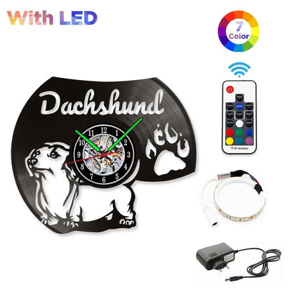Dachshund Vet Vinyl Records Clocks Modern Home CD Clocks Wall Child Watch Dogs Decorations for Living Room Pieces Stickers
