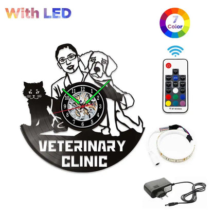 Dachshund Vet Vinyl Records Clocks Modern Home CD Clocks Wall Child Watch Dogs Decorations for Living Room Pieces Stickers