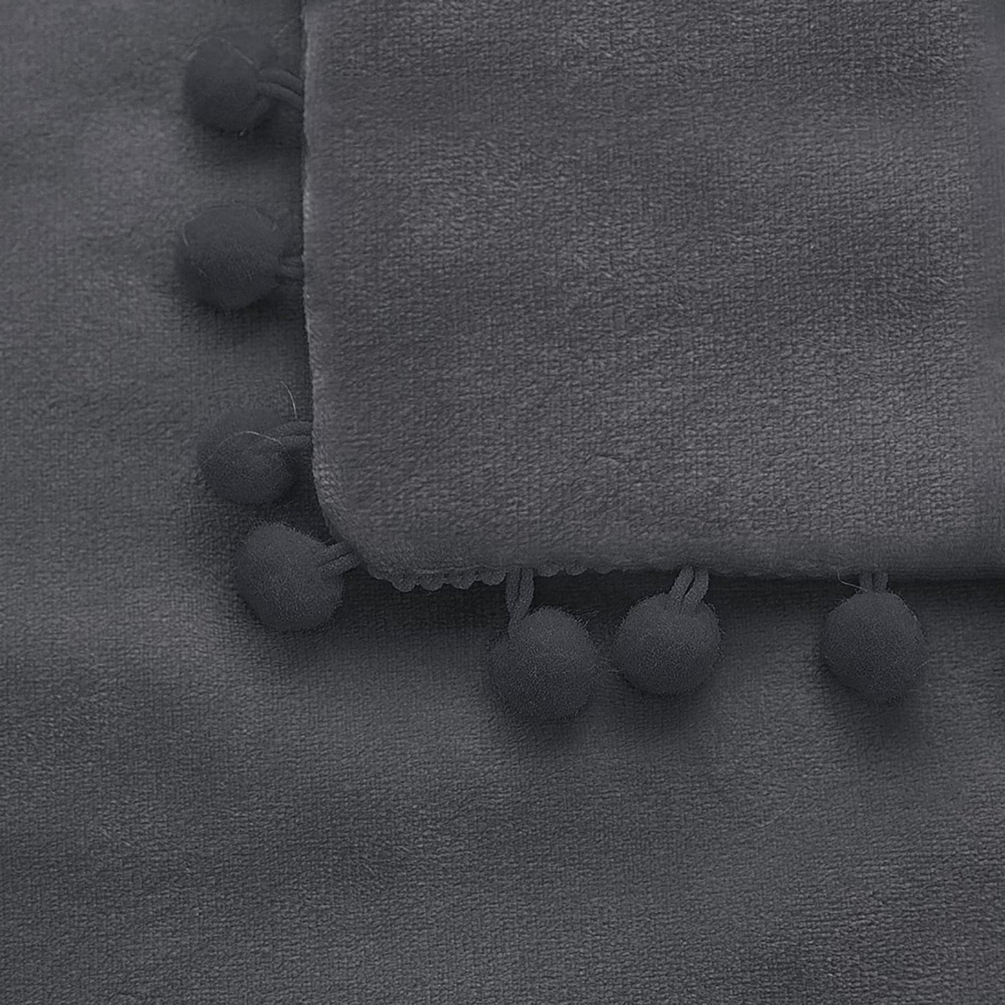 Velvet Pillow Cover with Pompoms for Sofa 2PCS Dark Gray 18X18Inch