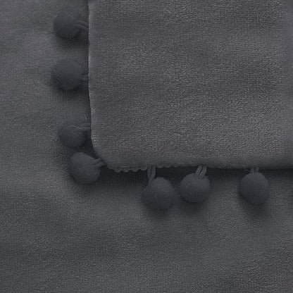 Velvet Pillow Cover with Pompoms for Sofa 2PCS Dark Gray 18X18Inch