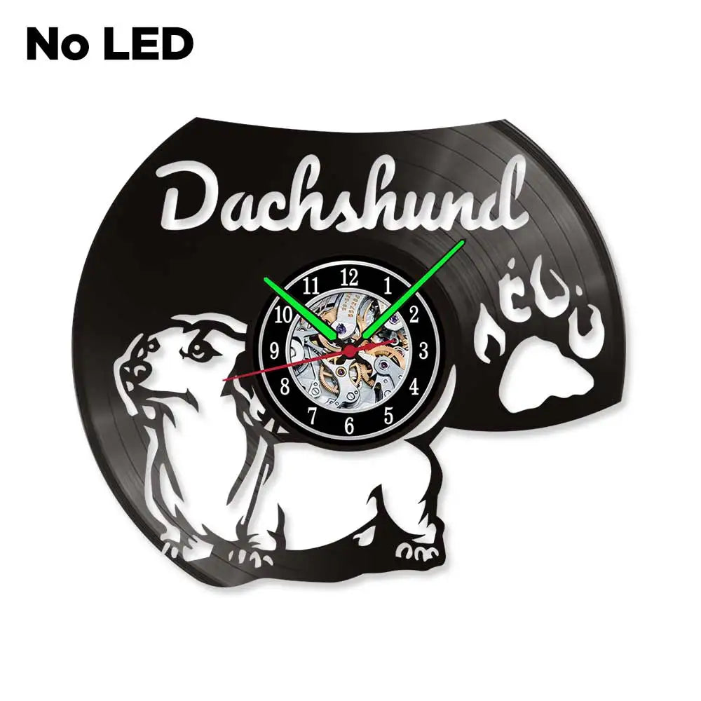 Dachshund Vet Vinyl Records Clocks Modern Home CD Clocks Wall Child Watch Dogs Decorations for Living Room Pieces Stickers