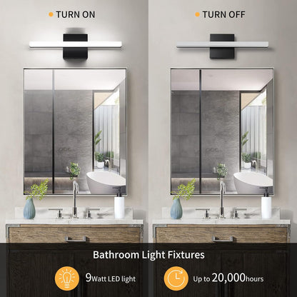 Modern LED Vanity Lights for Bathroom 16IN 9W Daylight White Black Bathroom Light Fixtures Lights over Mirror Vanity Lighting Fixtures Vanity Light
