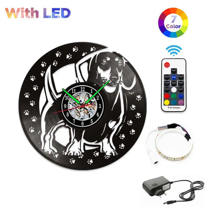 Dachshund Vet Vinyl Records Clocks Modern Home CD Clocks Wall Child Watch Dogs Decorations for Living Room Pieces Stickers