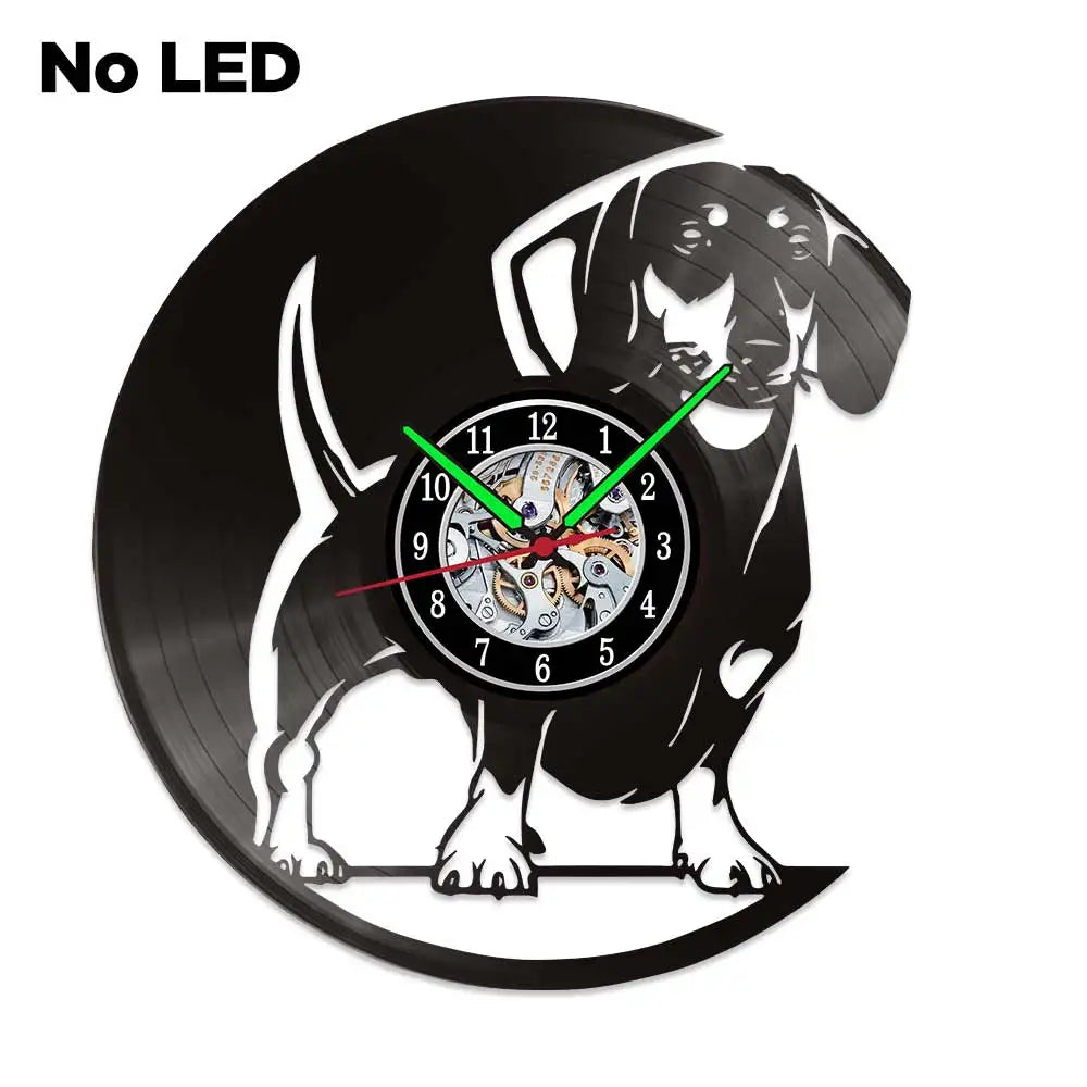 Dachshund Vet Vinyl Records Clocks Modern Home CD Clocks Wall Child Watch Dogs Decorations for Living Room Pieces Stickers