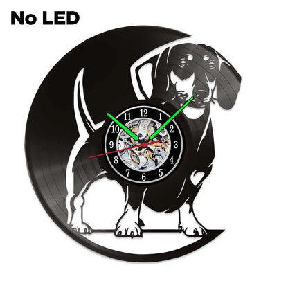 Dachshund Vet Vinyl Records Clocks Modern Home CD Clocks Wall Child Watch Dogs Decorations for Living Room Pieces Stickers