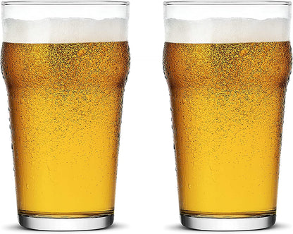 Pint Glasses,20Oz British Beer Glass,Classics Craft Beer Glasses,Premium Beer Glasses Tumbler Set of 2, Pub Beer Glasses,Unique Design Beer Glasses Easy Stacking in the Cupboard
