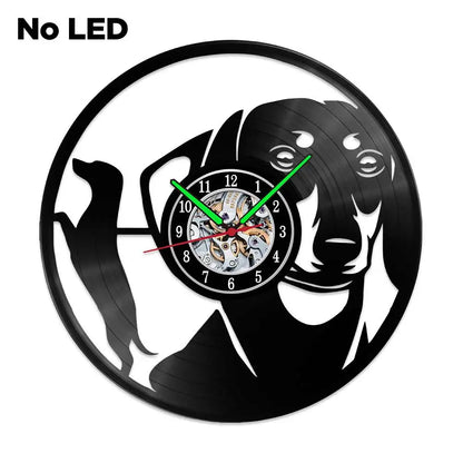 Dachshund Vet Vinyl Records Clocks Modern Home CD Clocks Wall Child Watch Dogs Decorations for Living Room Pieces Stickers
