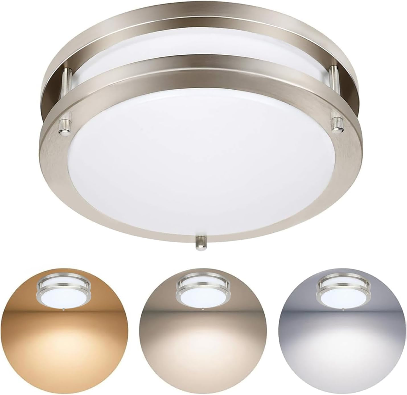 27W Dimmable LED Flush Mount Ceiling Light Fixture, Kitchen Light Fixtures, 12 Inch Ceiling Lights for Bedroom, Bathroom, 3000K/4000K/5000K Adjustbale, Super Bright 2700LM