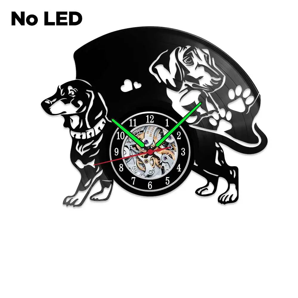 Dachshund Vet Vinyl Records Clocks Modern Home CD Clocks Wall Child Watch Dogs Decorations for Living Room Pieces Stickers